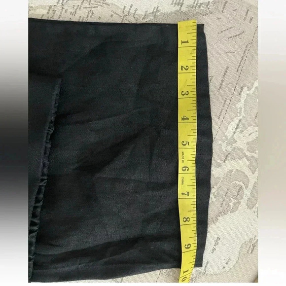 Eileen Fisher Black Linen High Rise Ankle Wide Leg Pants Flat Front Size Medium - Picture 8 of 10